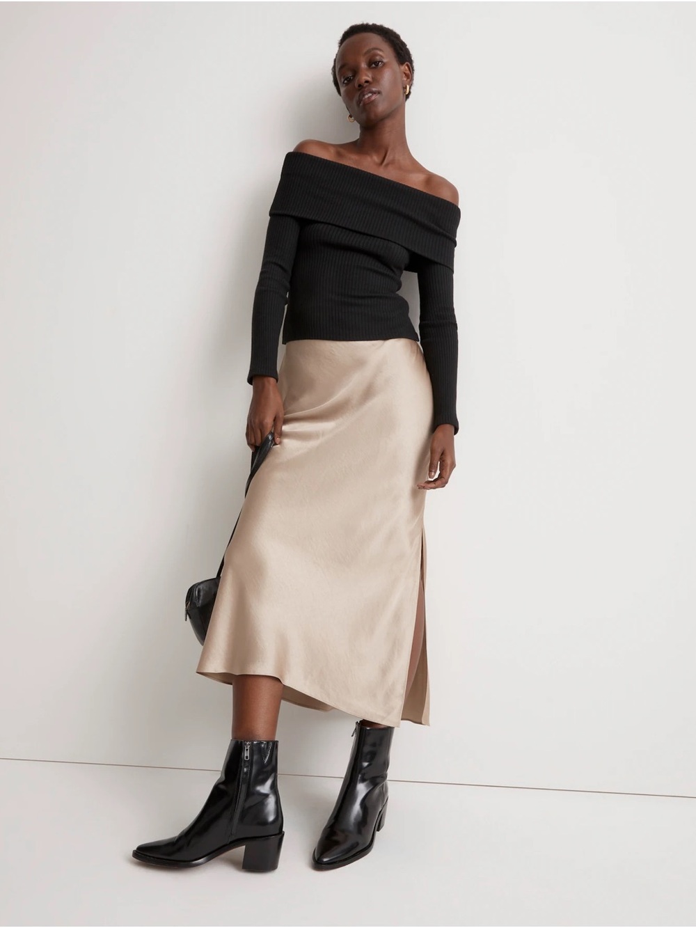Madewell Satin Maxi Slip Skirt in Taupe Brown